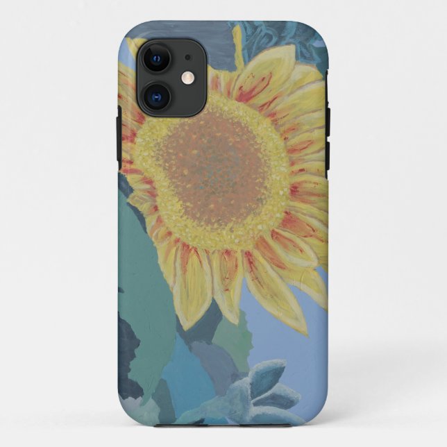 Capa Para iPhone 11 Sunny Summer Yellow Sunflower moderna abstrato (Verso)