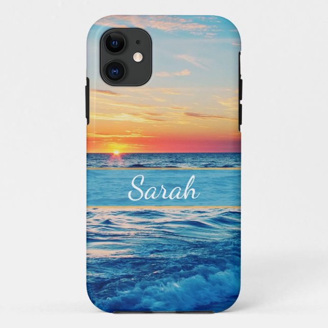 Capa Para iPhone 11 Sunrise Personalizada de Praia (Verso)