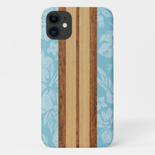 Capa Para iPhone 11 Sunset Beach Faux Wood Surfboard Havaiana Aqua