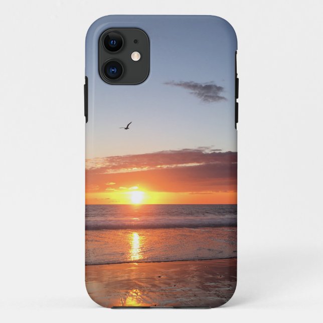 Capa Para iPhone 11 Sunset de praia em lua (Verso)