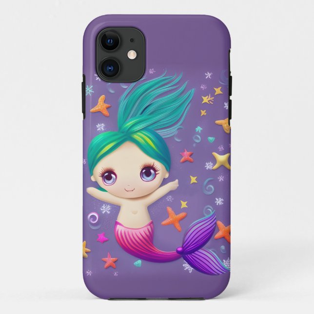 Capa Para iPhone 11 Super Bonita Sereia De Bebê (Verso)