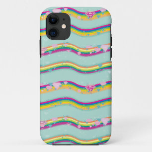 Capa Para iPhone 11 Supergirl Rainbow Waves Green