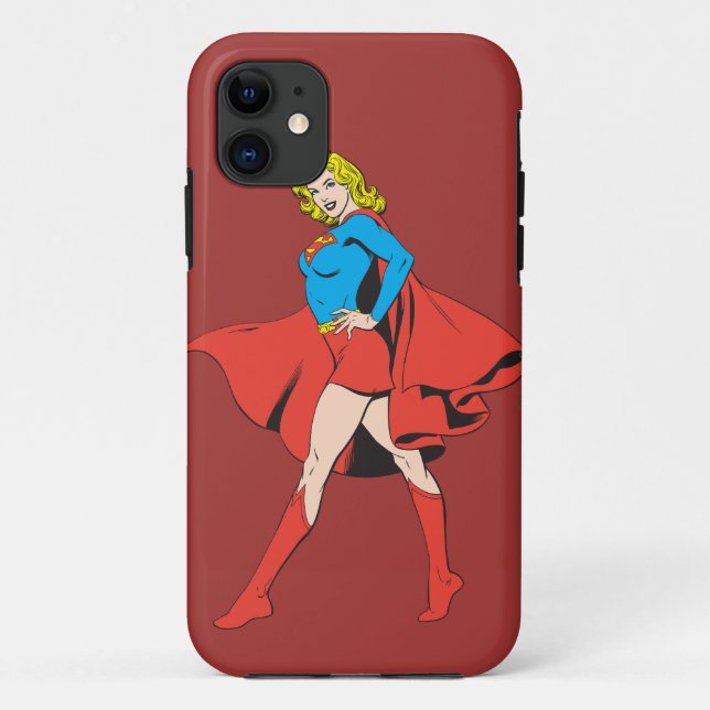 Capa Para iPhone 11 Supergirl Strikes a Pose (Verso)