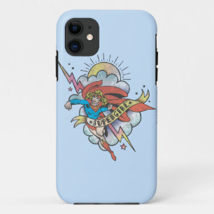 Capa Para iPhone 11 Supergirl Voando Relâmpago Tatuagem