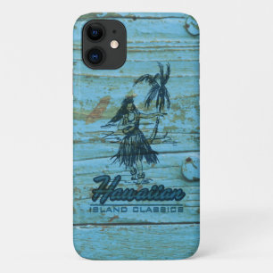 Capa Para iPhone 11 Surf Shack Hawaiai Faux Wood Turquoise