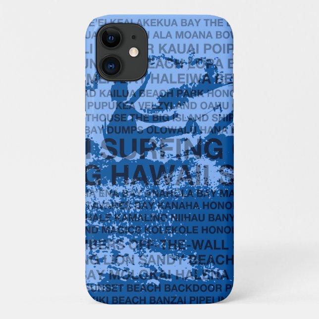 Capa Para iPhone 11 Surfista Hawaii Cutback Havaiano - Azul (Verso)