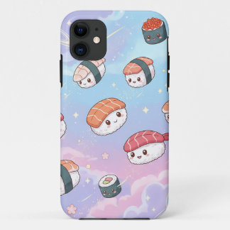 Capa Para iPhone 11 Sushi Flying in Pastel Galaxy Sky