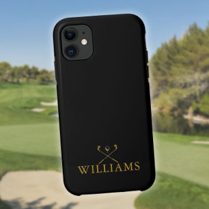 Capa Para iPhone 11 Tacos de Paus de Golfe Personalizados Preto e Dour