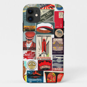 Capa Para iPhone 11 Tag da bagagem do viajante de mundo do vintage