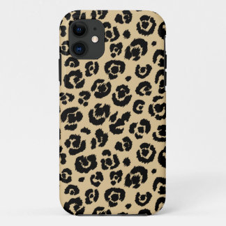 Capa Para iPhone 11 Tan Beige Black Leopard Print