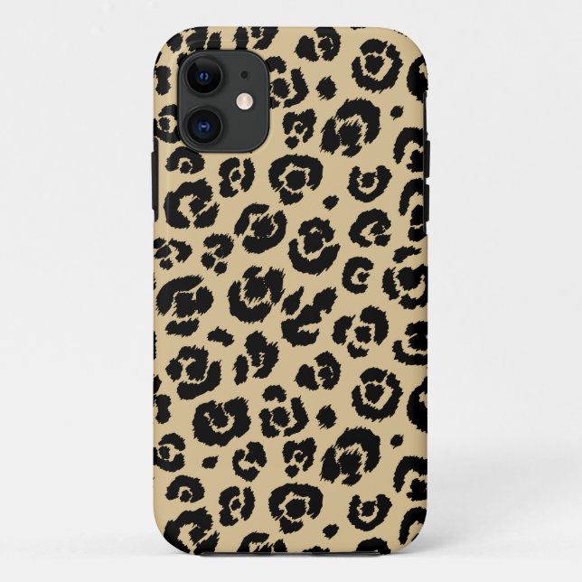 Capa Para iPhone 11 Tan Beige Black Leopard Print (Verso)