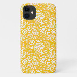 Capa Para iPhone 11 Tangerine Orange White Boho Paisley, Padrão