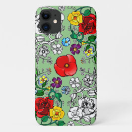 Capa Para iPhone 11 Tapis de fleurs au coquelicot