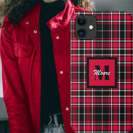 Capa Para iPhone 11 Tartan - Black Lumberjack Red and Off White