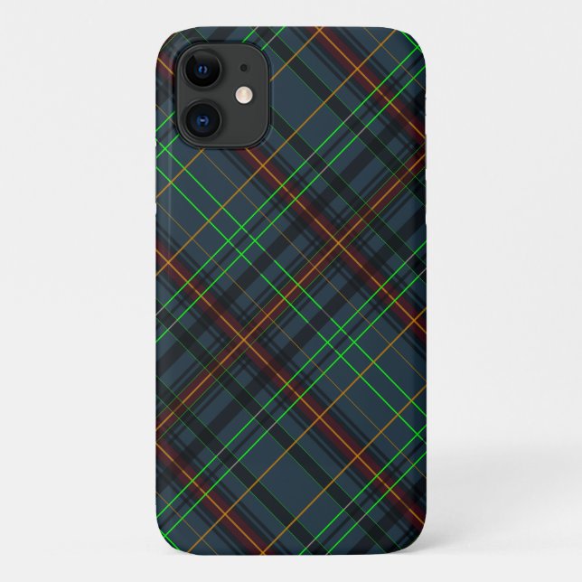 Capa Para iPhone 11 Tartan em azul, laranja, verde... (Verso)
