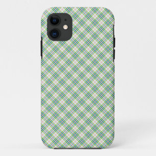 Capa Para iPhone 11 Tartan Green Blue