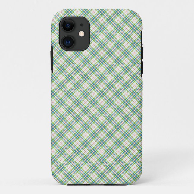 Capa Para iPhone 11 Tartan Green Blue (Verso)