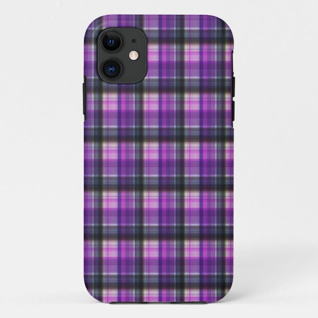 Capa Para iPhone 11 Tartan Verificado Roxo, (Verso)
