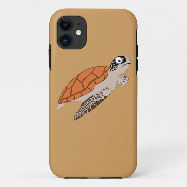 Capa Para iPhone 11 tartaruga-do-mar laranja (Verso)