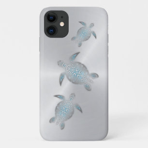 Capa Para iPhone 11 Tartarugas Marinhas Prateadas