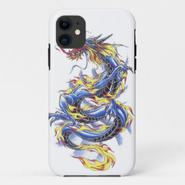 Capa Para iPhone 11 Tatttoo azul japonês oriental legal do dragão