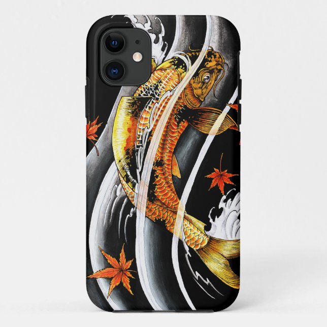 Capa Para iPhone 11 Tatuagem afortunado Dourado japonês oriental legal (Verso)