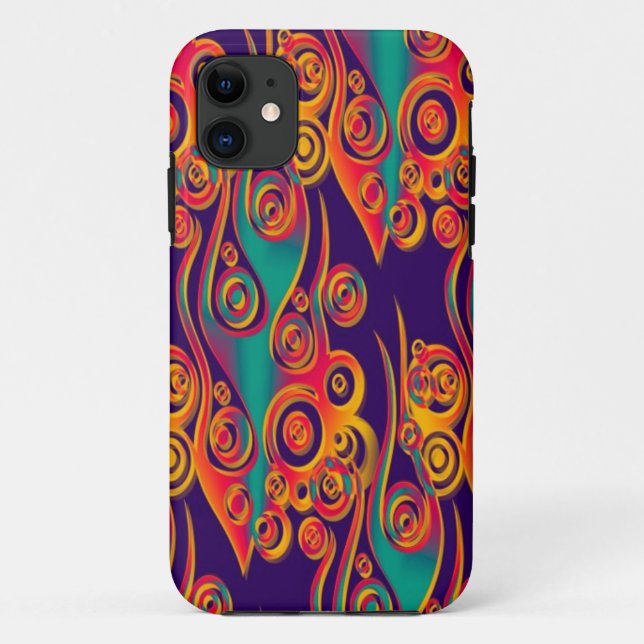 Capa Para iPhone 11 Tatuagem - Arte Padrão - chamas e círculos (Verso)