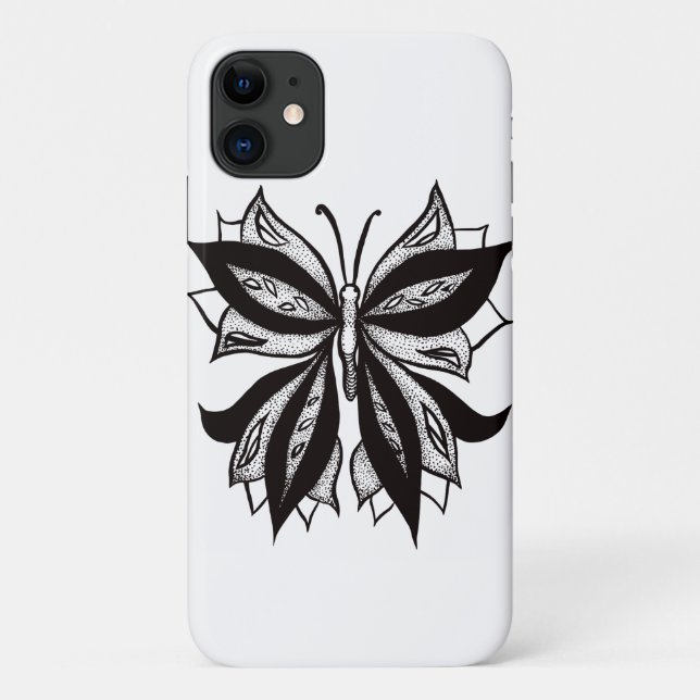 Capa Para iPhone 11 Tatuagem Tribal A Preto E Branco (Verso)