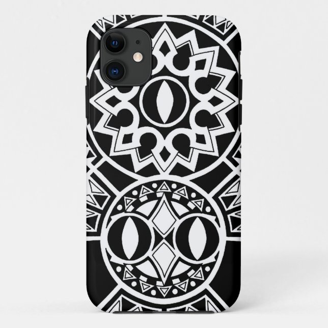 Capa Para iPhone 11 Tatuagem tribal polinésio do sol (Verso)