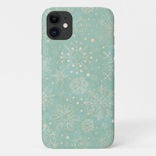 Capa Para iPhone 11 Taupe Snowflakes no Natal (Verso)