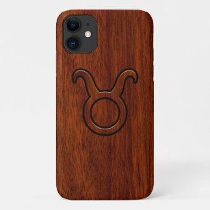 Capa Para iPhone 11 Taurus Zodiac Símbolo no estilo Mahogany impress