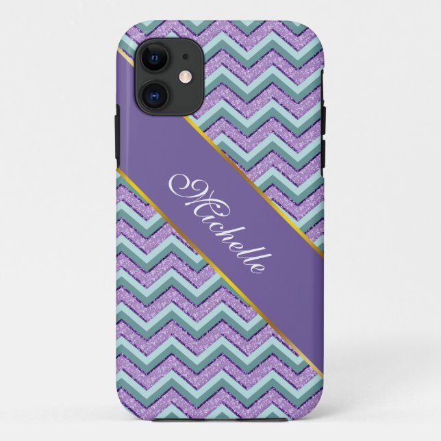Capa Para iPhone 11 Teal e Ametyst ZigZag (Verso)