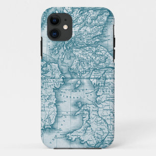 Capa Para iPhone 11 Teal Old World Antique Map iphone 5 Caso