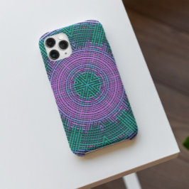 Capa Para iPhone 11 Tecido, Cor-de-rosa e azul