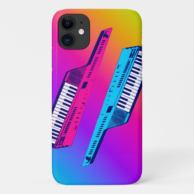 CAPA PARA iPhone 11 TECLADOS RETRÔ ONDA SINTETIZADORES (Verso)