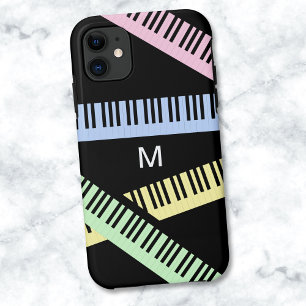 Capa Para iPhone 11 Teclas de Teclado de Piano Amante de Música Monogr