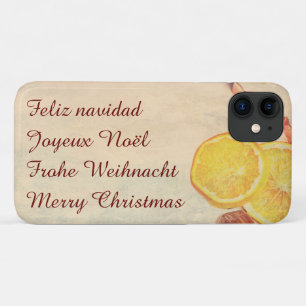 Capa Para iPhone 11 Tema de Natal com Frutas na aparência da Vintage e