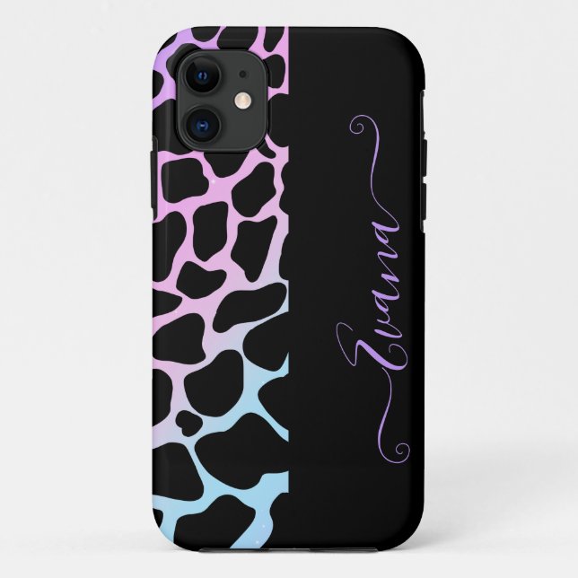 Capa Para iPhone 11 Tema preto e sindical Nome personalizado de Pontos (Verso)