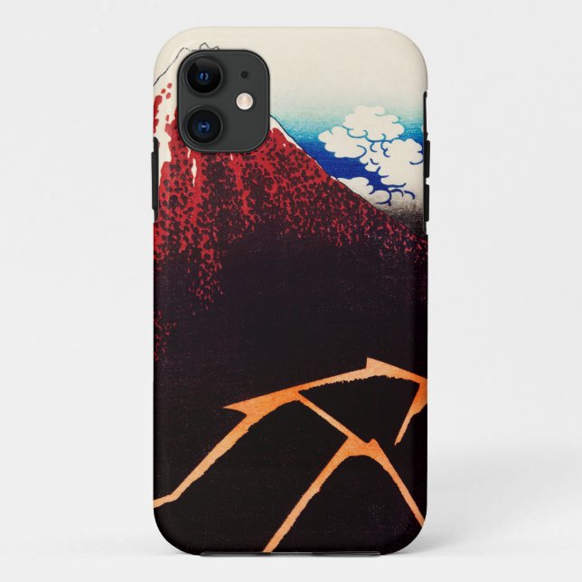 Capa Para iPhone 11 Tempestade abaixo do cume por Katsushika Hokusai (Verso)