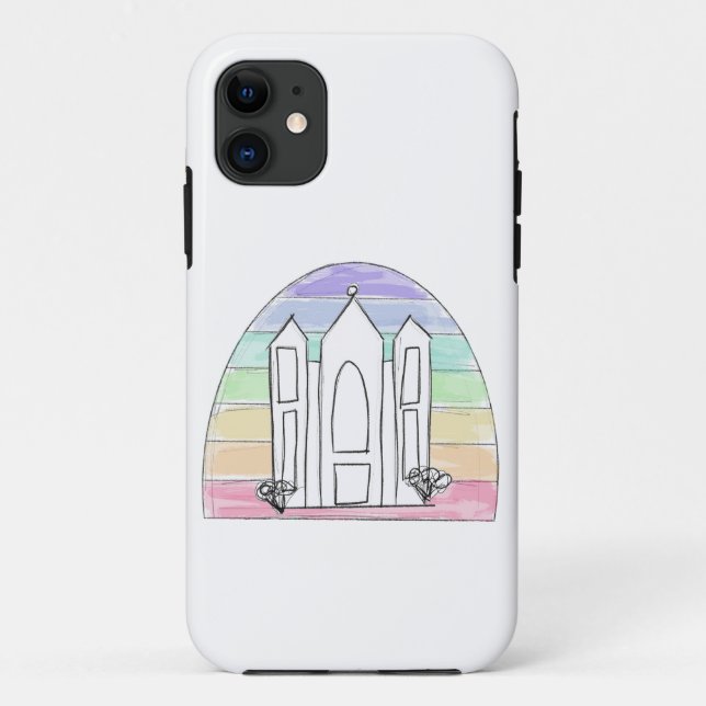 Capa Para iPhone 11 Templo LDS Salt Lake City pôr do sol arco-íris mór (Verso)
