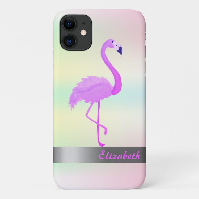 Capa Para iPhone 11 Tendência Legal Flamingo Holographic Iridescente (Verso)