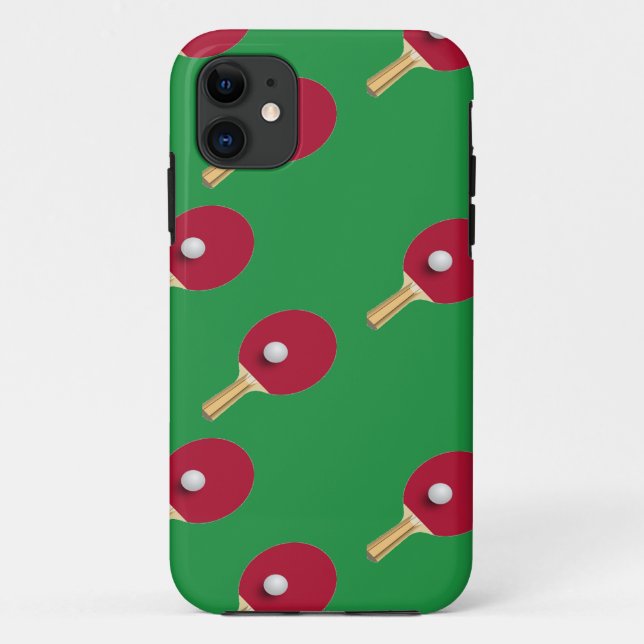 Capa Para iPhone 11 tênis de mesa de  e esfera em verde (Verso)