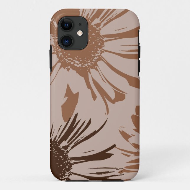 Capa Para iPhone 11 Terthy Brown Gerbera Flowers (Verso)