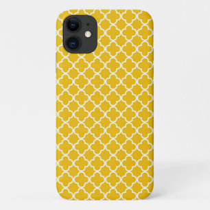 Capa Para iPhone 11 Teste padrão amarelo de Quatrefoil