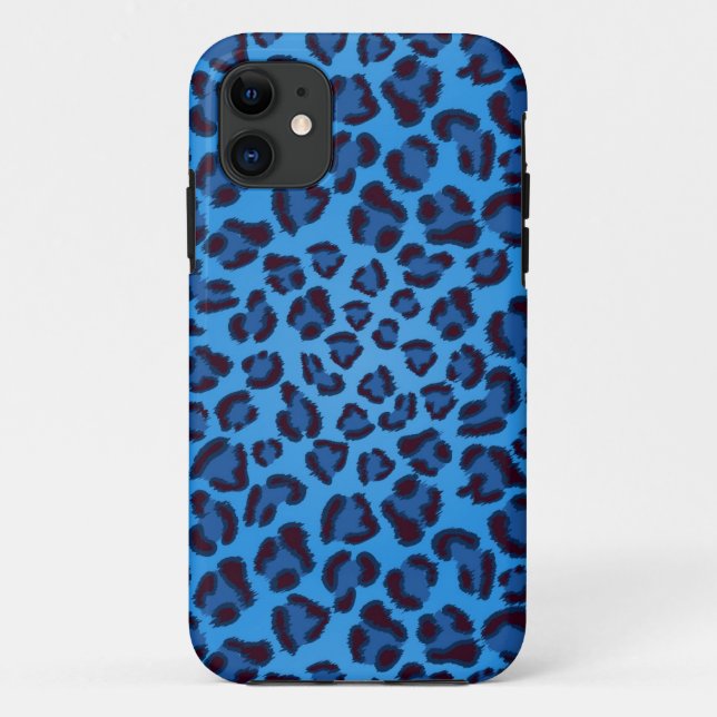 Capa Para iPhone 11 teste padrão azul da textura do leopardo (Verso)