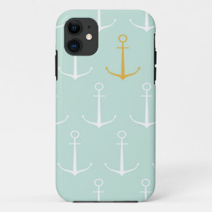 Capa Para iPhone 11 Teste padrão azul feminino formal da âncora das