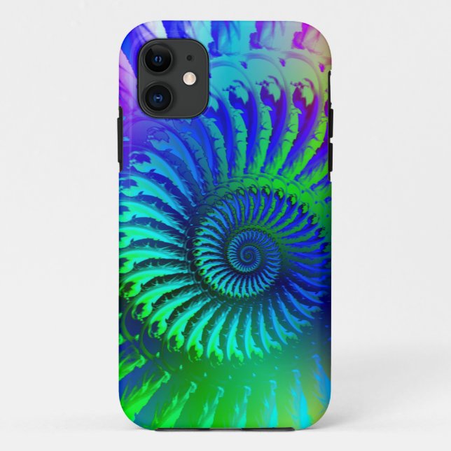 Capa Para iPhone 11 Teste padrão azul louco do Fractal (Verso)