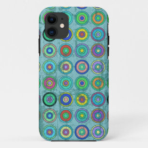 Capa Para iPhone 11 Teste padrão azul retro sujo do círculo