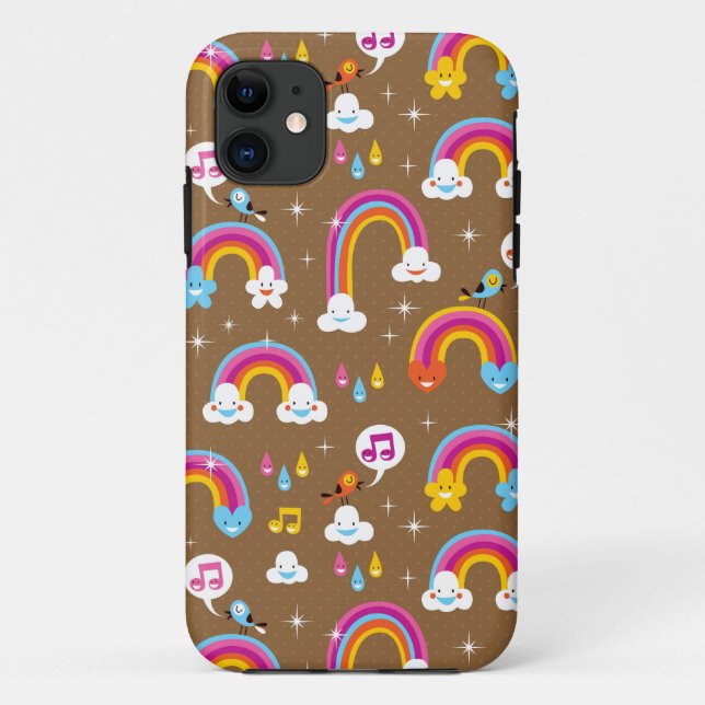 Capa Para iPhone 11 teste padrão bonito dos arcos-íris (Verso)