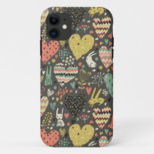 Capa Para iPhone 11 Teste padrão bonito dos coelhos do amor com